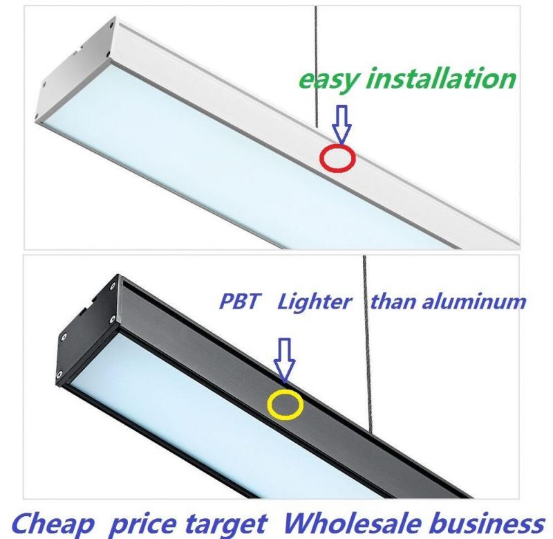 Elegant Design Linear Chandelier Lamp 1200mm 36W 48W LED Pendant Hanging Ceiling Light for Office Supermarket Home