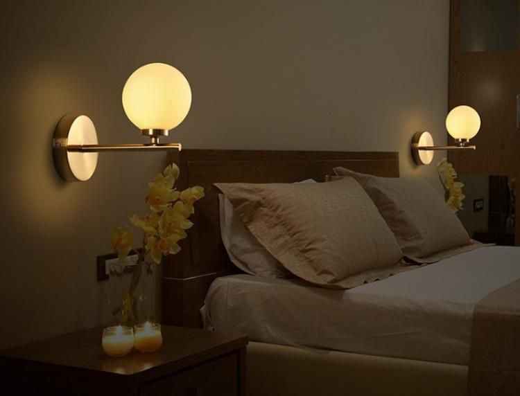 Home Decor Metal and Glass Bedroom Wall Lamp