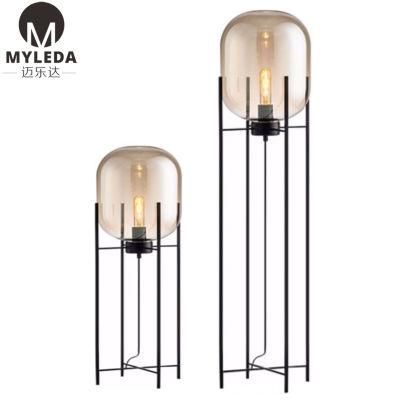 Indoor Modern Decoration Hotel Project Environment Glass Standing Floor Lamp