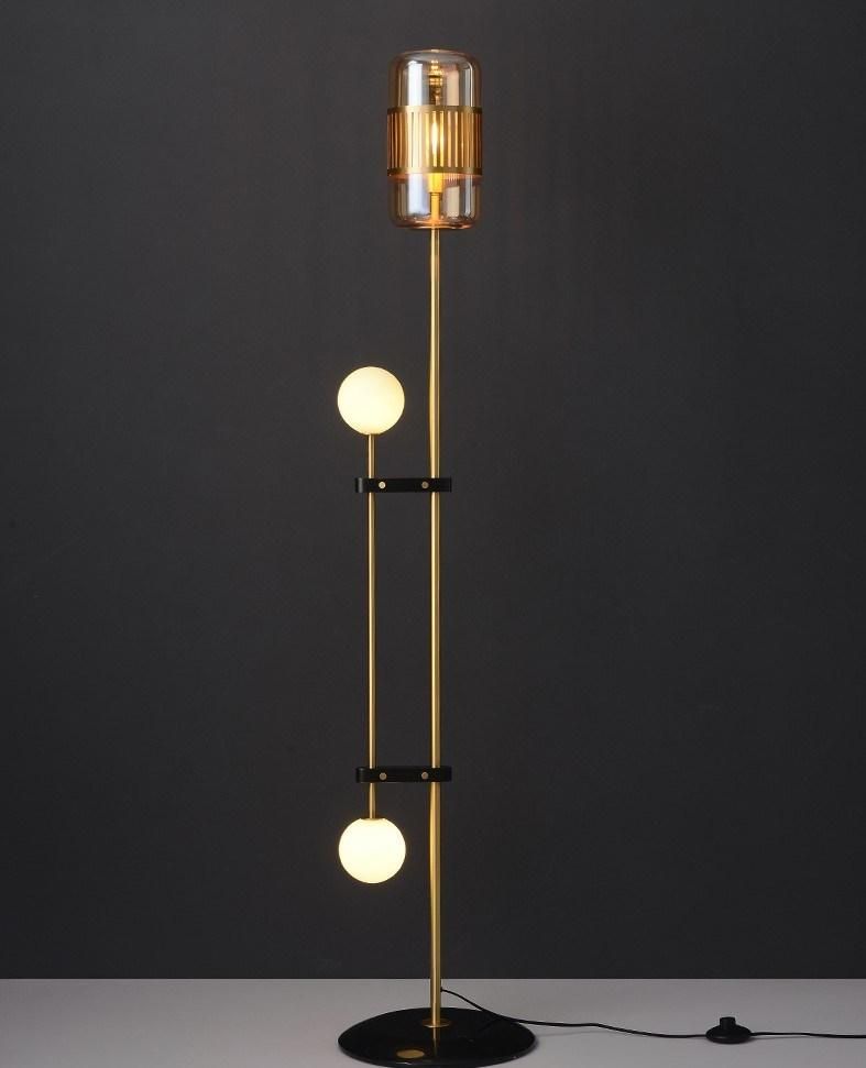 Scandinavian Post-Modern Copper Glass Floor Lamp Hotel Bedroom Bedside Lamp Light and Extra Simple Living Room