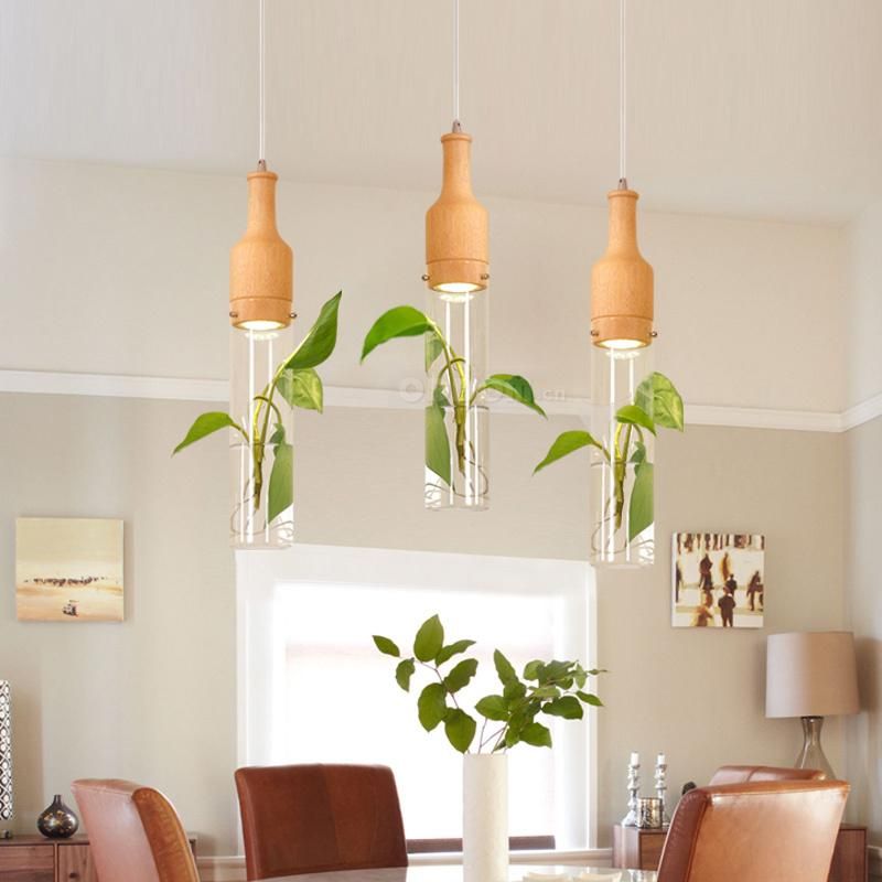 LED Creative Restaurant Bar Counter with Aquatic Plant Garden Pendant Lamp