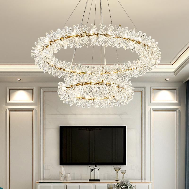 Round Ring Vintage Style Crystal Chandelier High-Class Restaurant Lighting