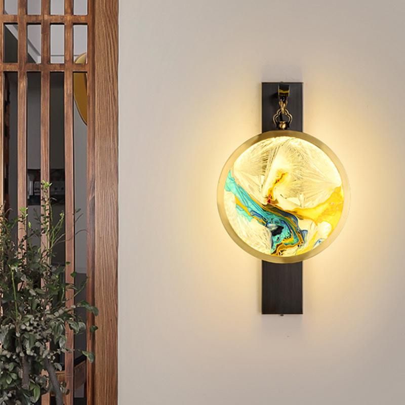 Copper Enamel Color Wall Lamp Chinese Style Light Luxury Living Room Corridor Bedside Light