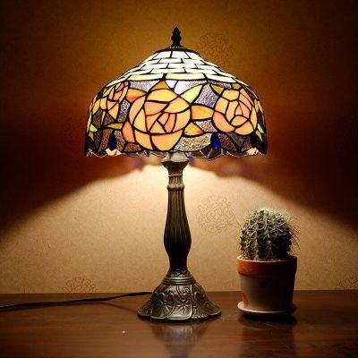 Tiffany Style Table Lamp Stained Glass Handcrafted Shade Desk Light