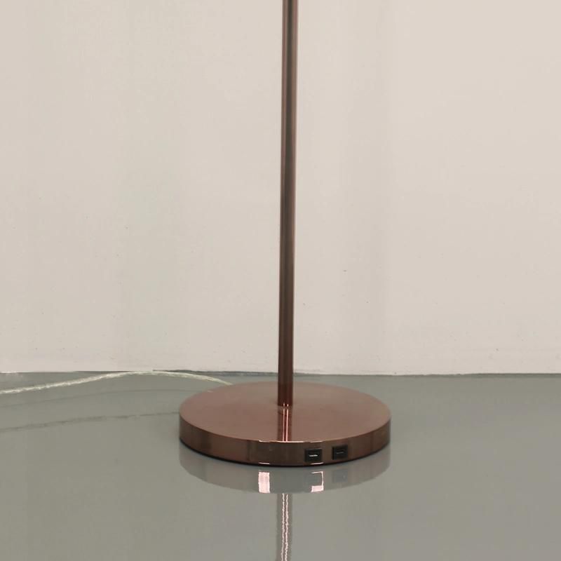 Body in Rose Gold Finish White Fabric Shade Floor Lamp