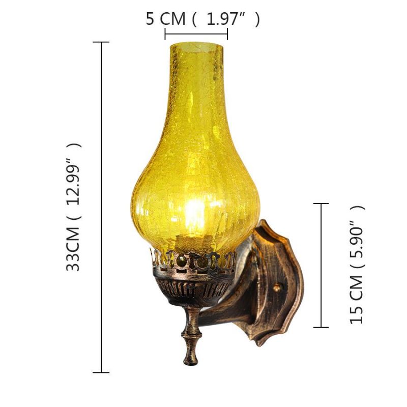 Vintage Metal Wall Glass Light Chinese Style E27 Oil Lamp with Crack Lampshade Vintage Oil Lamp (WH-VR-111)
