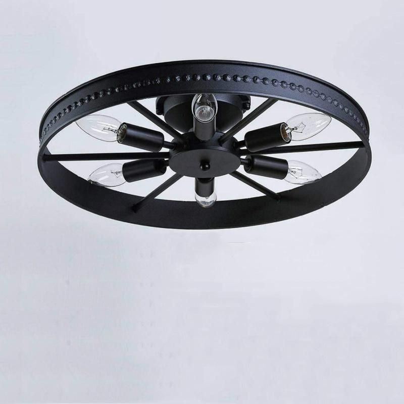 American Loft Industrial Light Design Round Iron Ceiling Lamp Bedroom Light Lamp Retro (WH-LA-26)