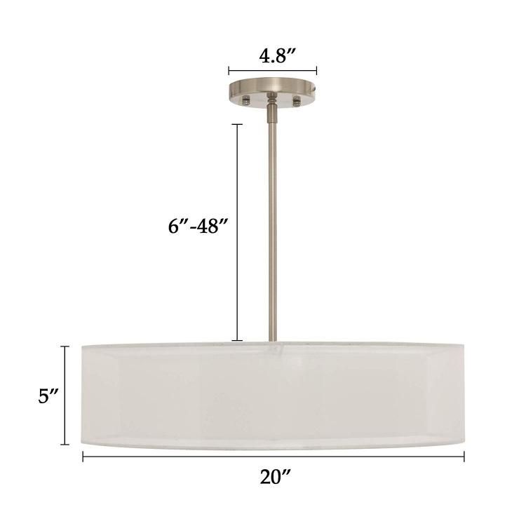 Jlc-Fs04 Semi-Flush Mount Double Drum Shade Ceiling Pendant Lighting Fixture