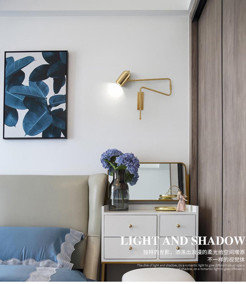Adjustable Long-Arm Retractable Wall Lamp Creative with Switch Reading Bedside Retractable Light (WH-OR-49)