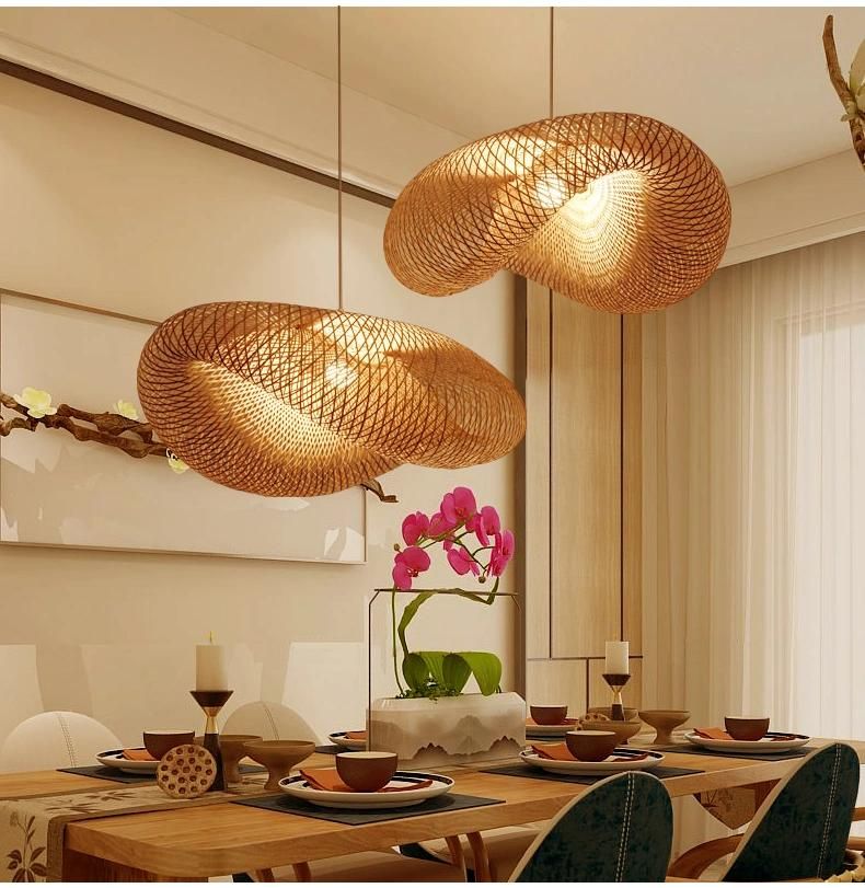 Creative Handmade Bamboo Weaving Pendant Lampshade for Home Restaurant Bar