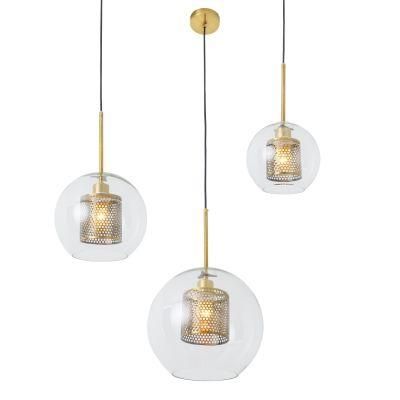 Pendant Light with Globe Round Glass Shade Pendant Light, Industrial Style Retro Hanging Lamps for Dining Room Kitchen Island