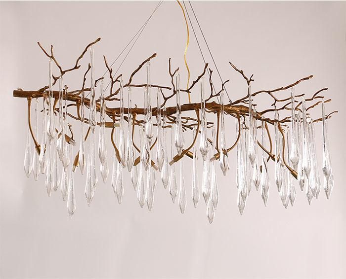 Modern Hotel Copper Crystal Chandelier Lighting for Hotel Lobby, Restaurant, Coffee Club