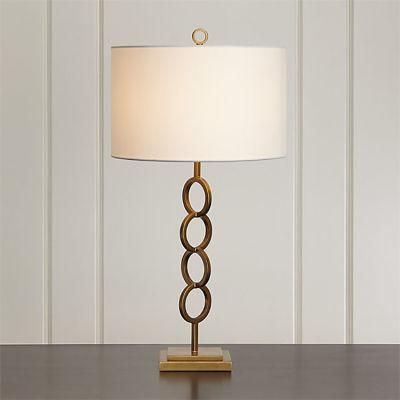 Modern Decorative Hotel Project Table Lamp in Brass with off- White Fabric Shade