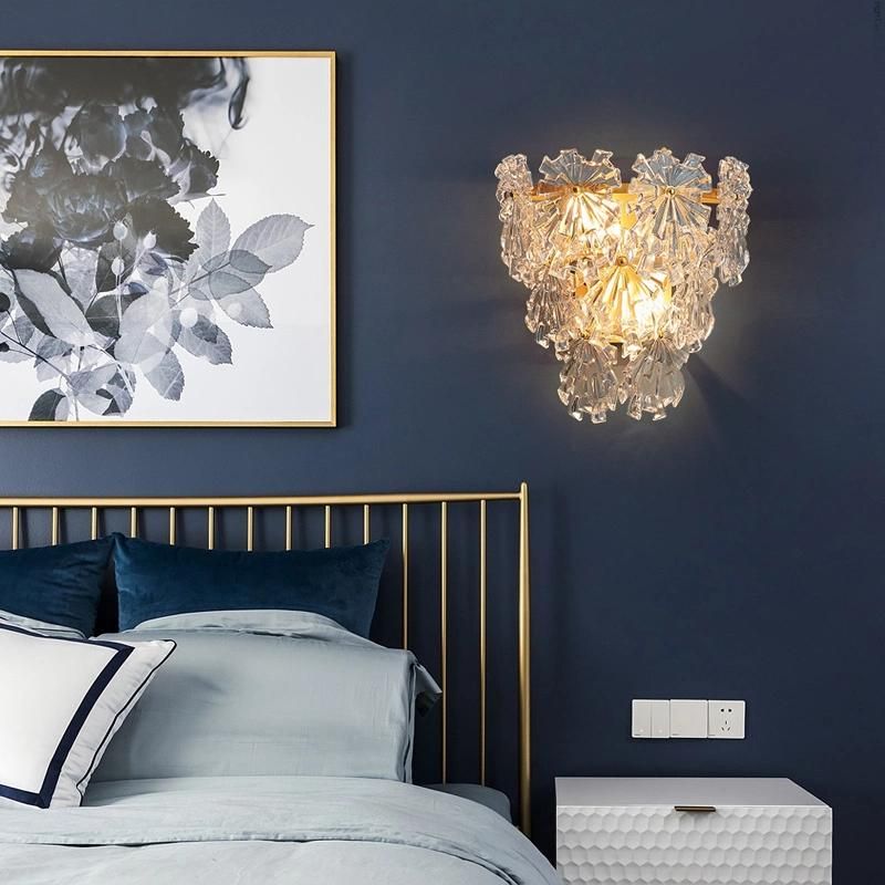 Luxury Glass Wall Lamp Nordic Postmodern Bedroom Bedside Background Sconce Lamp (WH-OR-75)