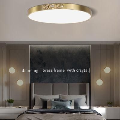 Modern Home Decorative Brass LED Ceiling Light, Dimming by Remote