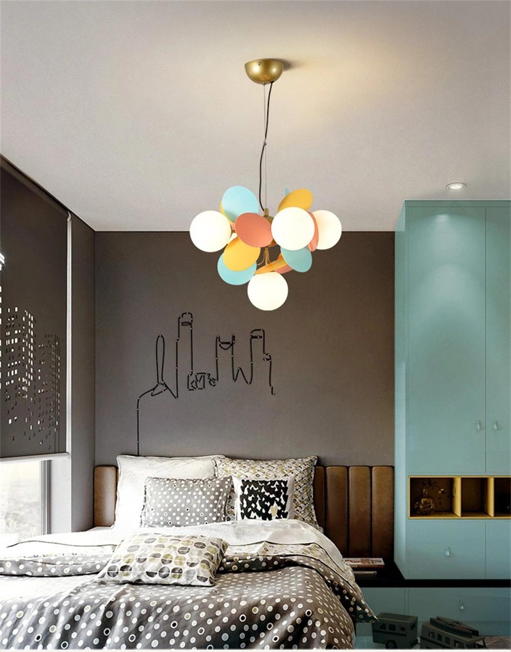 Nordic Fashion Ins Net Red Creative Bedroom Lamp Simple Modern Girl Room Children′s Room Flower Chandelier Lamp