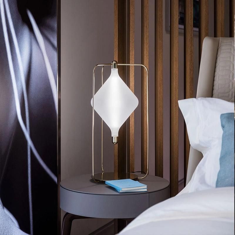 Diamond Chimney Shade White Table Lamp Reading Lamp Bedside Lamp