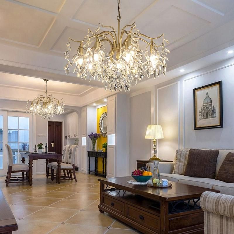 Chandelier Living Room Dining Room Lamp All Copper Crystal Lamp