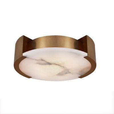 American Simple Modern Design Bedroom Home Ceiling Light Dimmable Marble Copper Round LED Ceiling Lamp