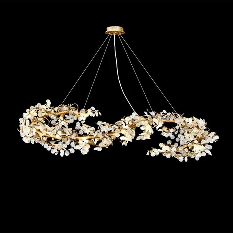 Copper Chandelier Living Room Lamp Modern Crystal Pendant Light Lamp