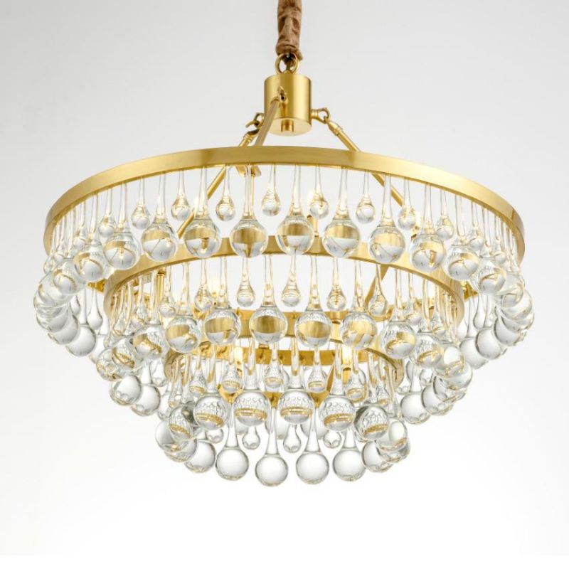 Drop Crystal Pendant Lights Gold Chandelier for Indoor Home Living Room Lighting (WH-AP-105)