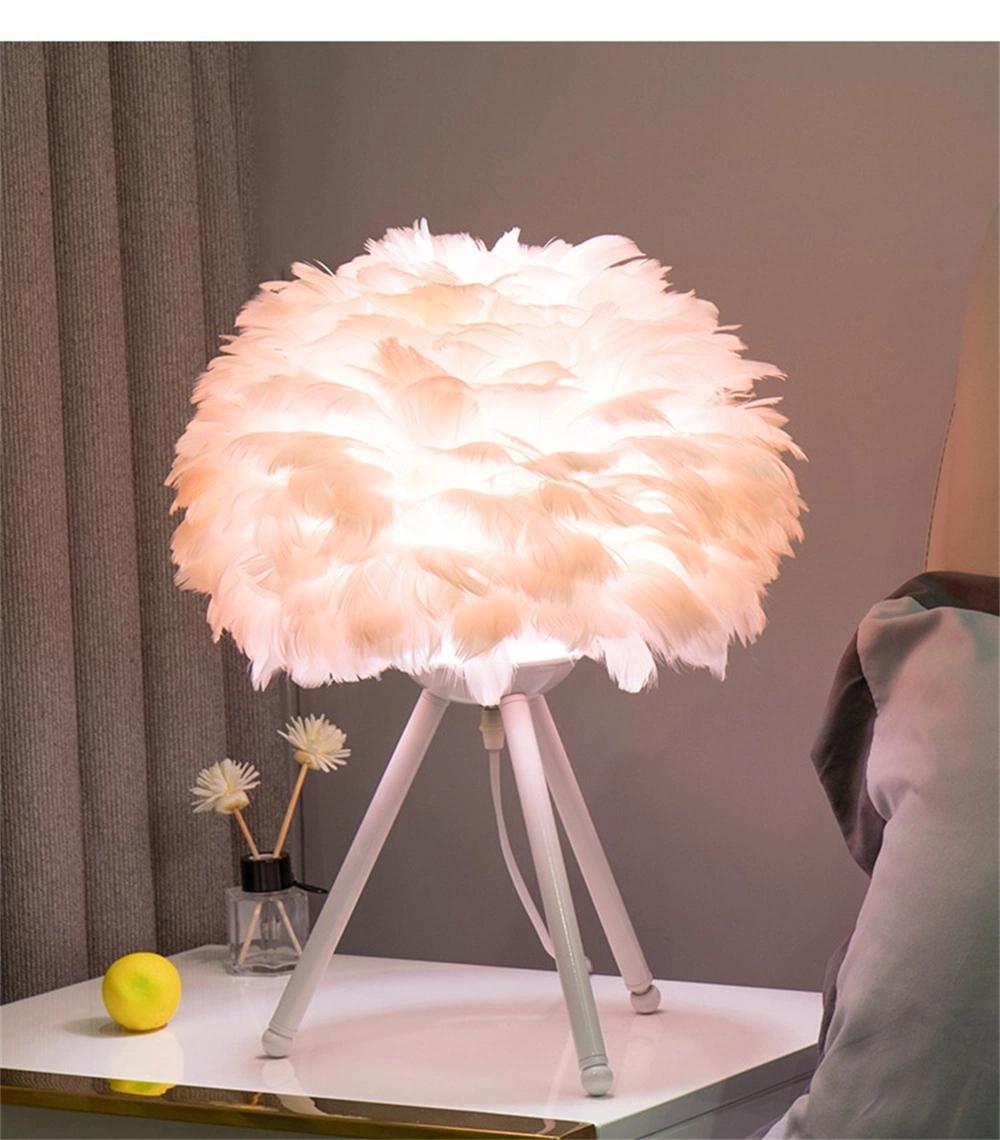 Feather Lamp for Living Room Bedroom Table Lamp Modern Decoration Bedside Lamp Room Light Goose Feather Lamp Feather Table Lamp