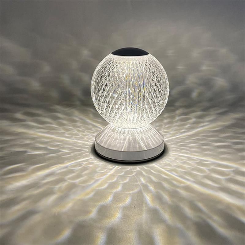 Round Crystal Lamp LED Bedroom Head of Bed Creative Simple Touch Rechargeable USB Small Night Light