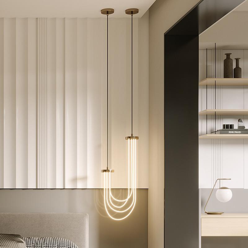 Hotel Atrium Linear Light Sand Table Soft Pendant Restaurant Musical Note Decorative Chandelier