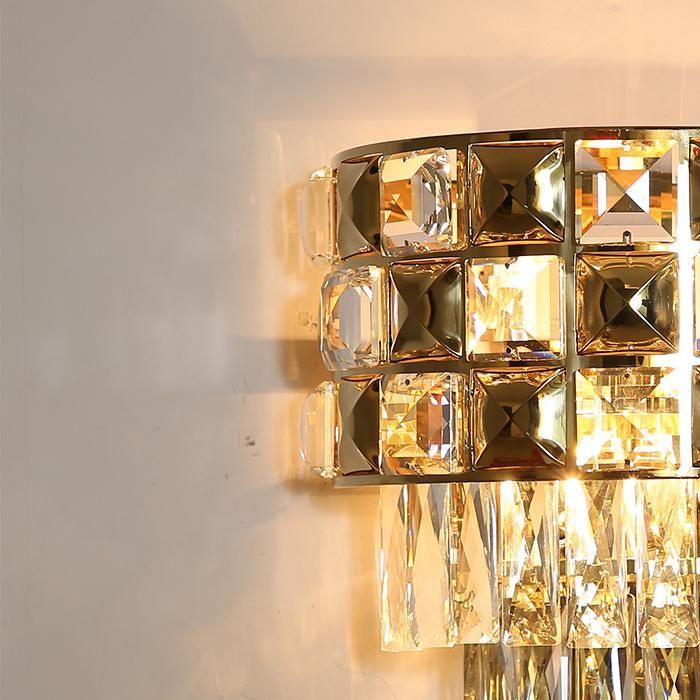 Modern Indoor Gold LED Crystal Wall Light for Home Decor