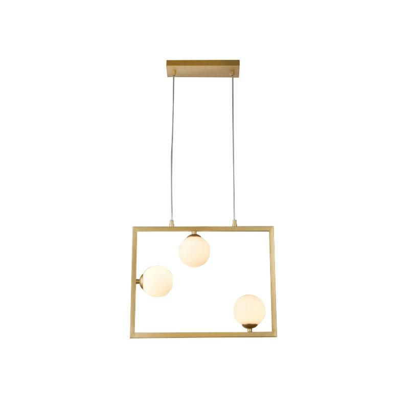 Three Lite Opal Ball G9 Pendant Lamp in Gold Finish