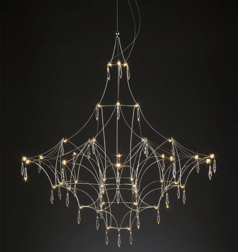 Creative Personality Tree Shape Crystal Iron Chandelier for Restaurant Decoration