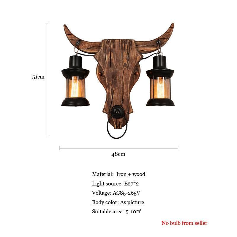 Industrial Loft Design Creative Cafe Restaurant Bar Bedside Iron Wooden LED Wall Lamp (WH-VR-21)