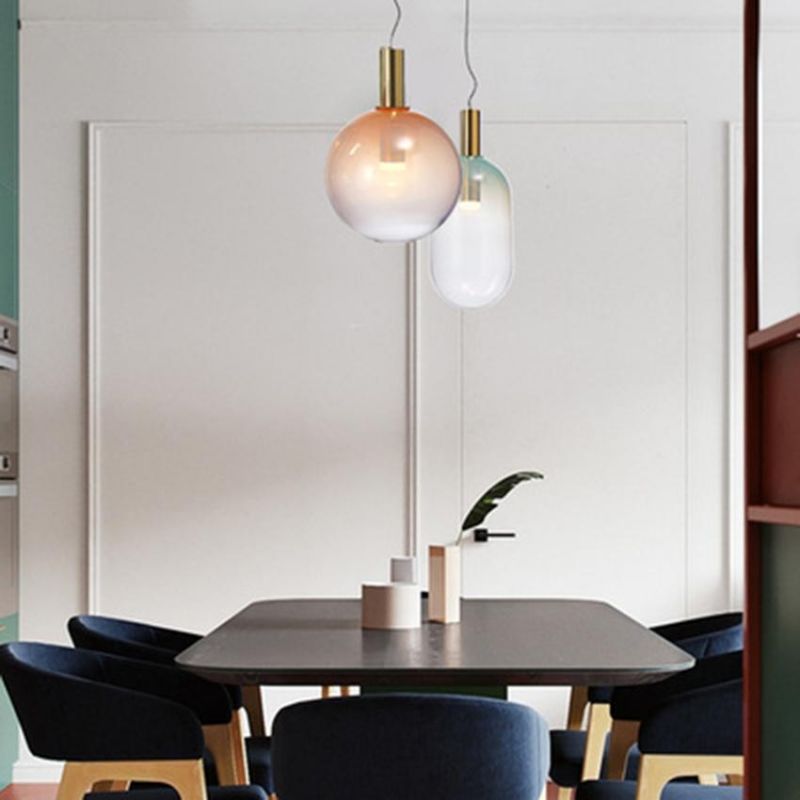 Post-Modern LED Glass Pendant Lights Design Nordic Gradient Cafe Living Room Hanging Lamps Pendant Lamp (WH-AP-143)