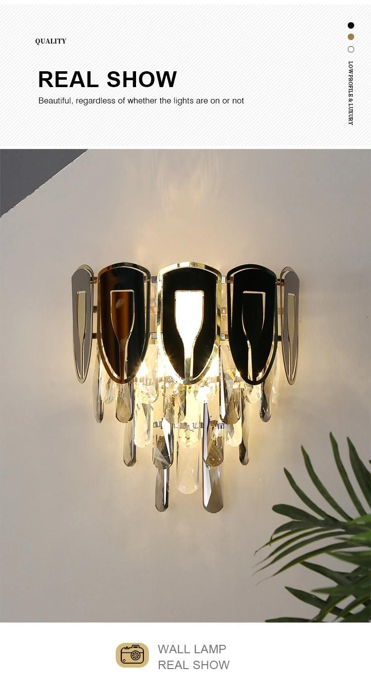 Creative House Hotel Bedside Living Room K9 Crystal Design Decor Mounted Indoor Modern LED Sconce Interior Wall Lamp Crystal