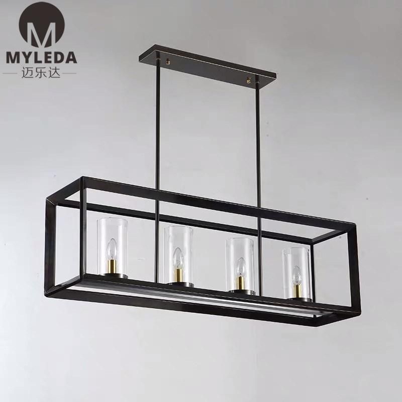 Industrial Light Kitchen Dining Table Black Glass Pendant Light