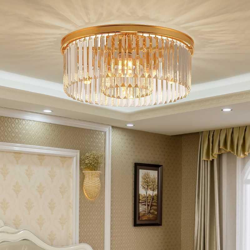 Gold Suspension Round Design Crystal Pendant Lamp for Indoor Home Ceiling Decor (WH-AP-95)