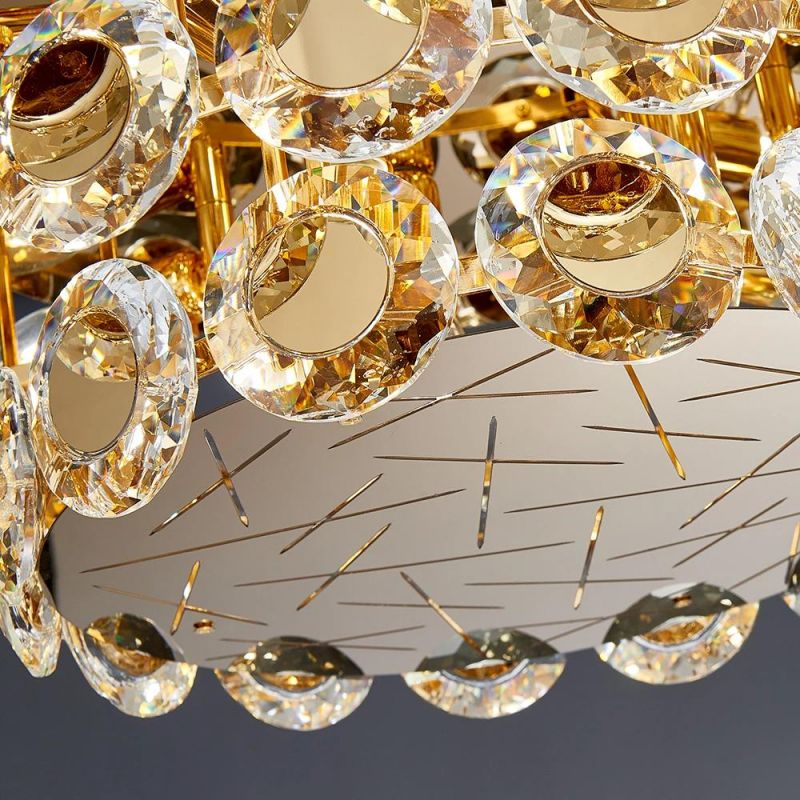 Modern LED Crystal Chandelier Luxury Gold Lustres Round Chandelier Crystal Lighting (WH-CA-73)