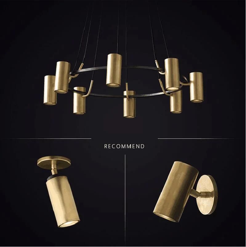 Contemporary Modernist Minimal Lighting Fixture Brass Adjustable LED Ceiling Lamp Light