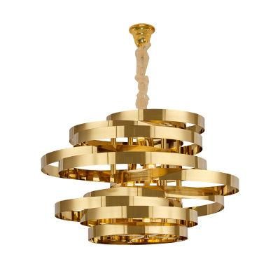 Modern Luxury High Ceiling Ring Living Room Art Deco LED Crystal Chandelier Light