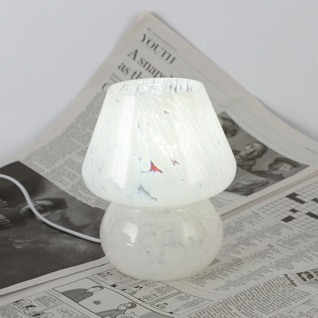 Mushroom Lamp with Glass Material Use for Indoor Night Table Light