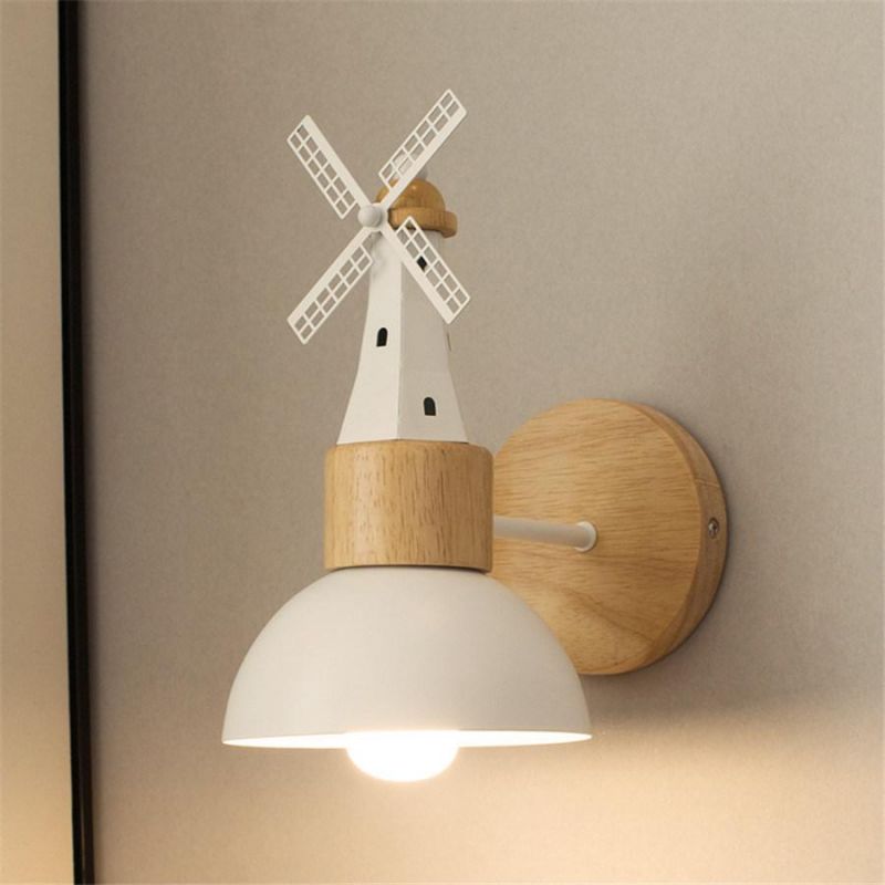 Nordic Minimalist Wooden LED Wall Lamps Windmill Bedside Wood Wall Light (WH-OR-63)