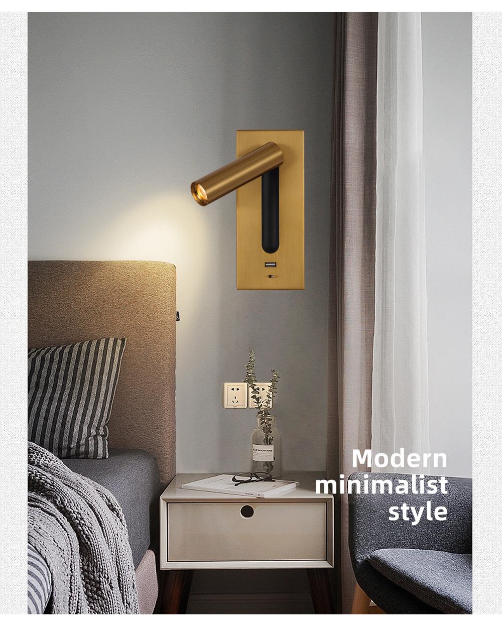 Modern Wall Lamps for Bedroom Study Living Balcony Room Acrylic Home Deco Phone USB Charger Wall Sconce LED Lights