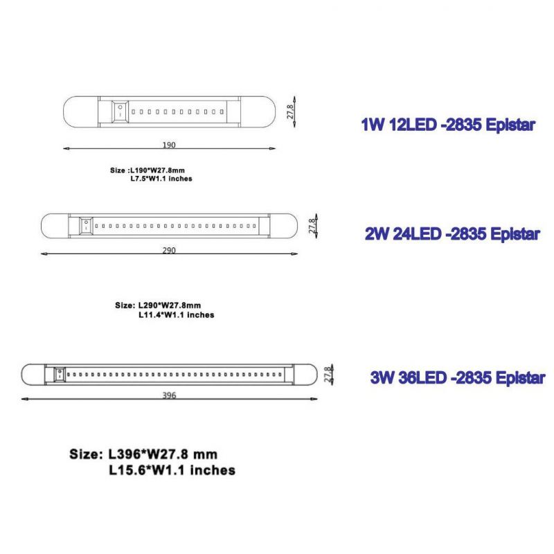 Cool White 12V Marine Cabin Light Linear Interior Marine LED Rail Light