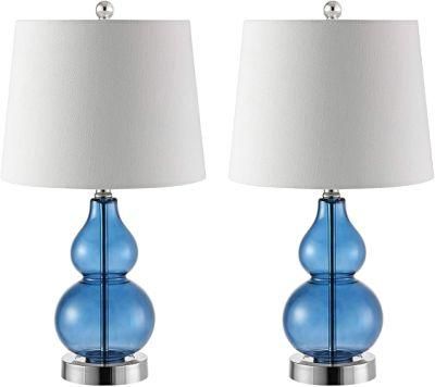 Collection Brisor Blue Chrome Bedroom Living Room Home Office Desk Nightstand Table Lamp Glass