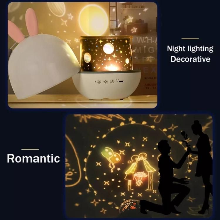 Cute Gift USB Rechargeable Music Sky Star Rotate Remote Control LED Projector Night Light Table Lamp