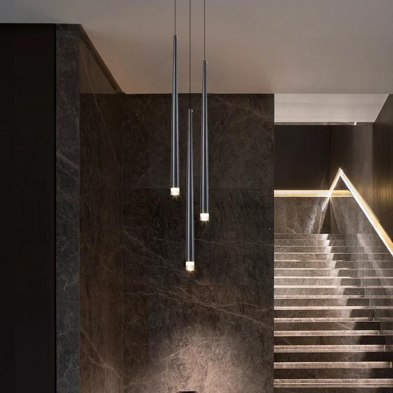 Staircase Chandelier Lamp Tube Style Modern Contracted Pendant Lamp Light