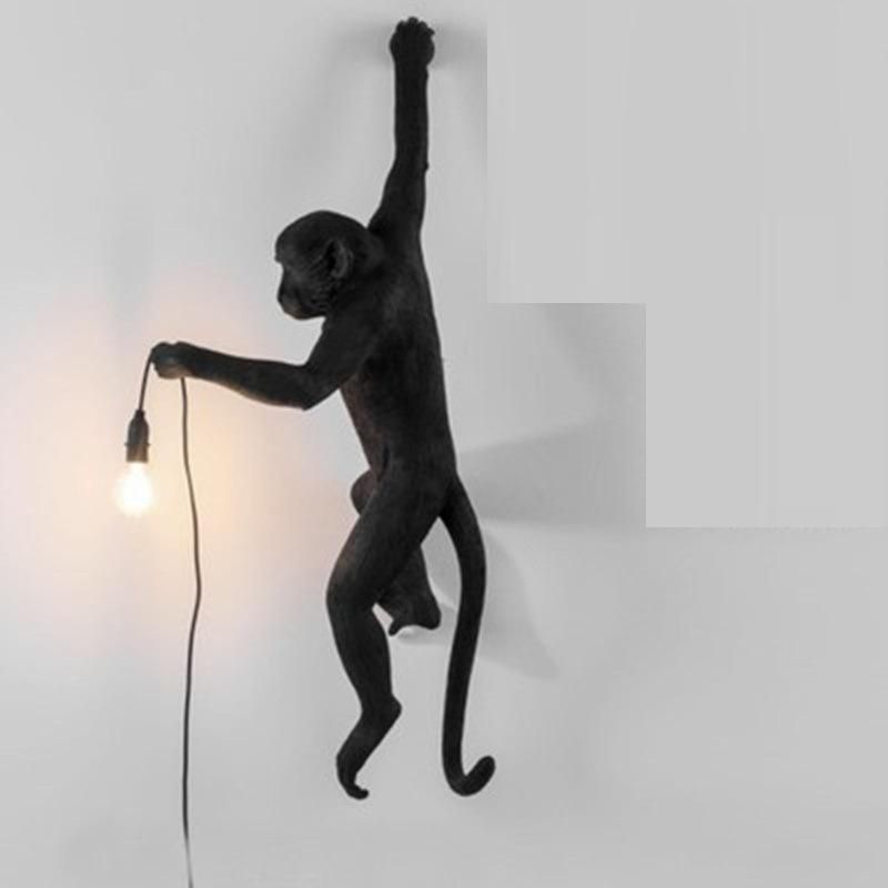 Monkey Lamp Wall Resin Black White Gold Right Left Side Monkey Wall Light (WH-VR-10)