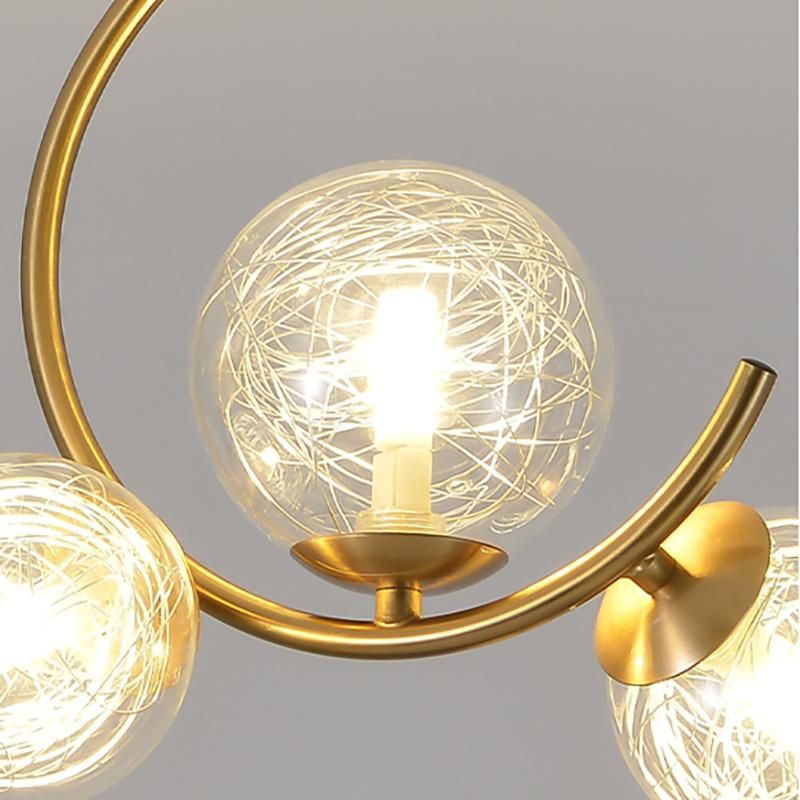 Golden Transparent Lampshade Chandelier Pendant Lamp Ceiling Lamp Living Room Lamp