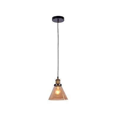 One Lite E27 Brown Glass Pendant Lamp in Black