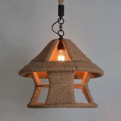 Industrial Retro Hemp Rope LED Light Chandelier for Home Lighting